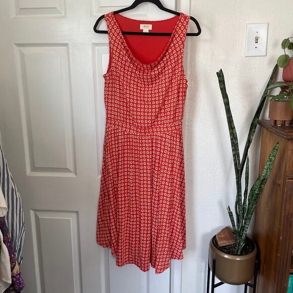 Anthropologie Maeve Brianne Midi Dress - Tangerine Daisy Print - Picture 2 of 5